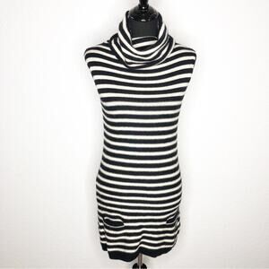 KnitWit black and cream striped sleeveless cashmere sweater tunic size Small